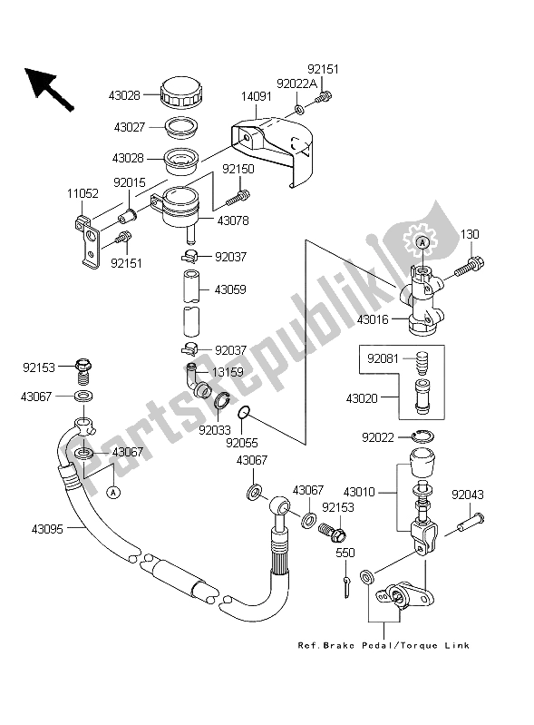 Toutes les pièces pour le Maître-cylindre Arrière du Kawasaki VN 1600 Classic 2003