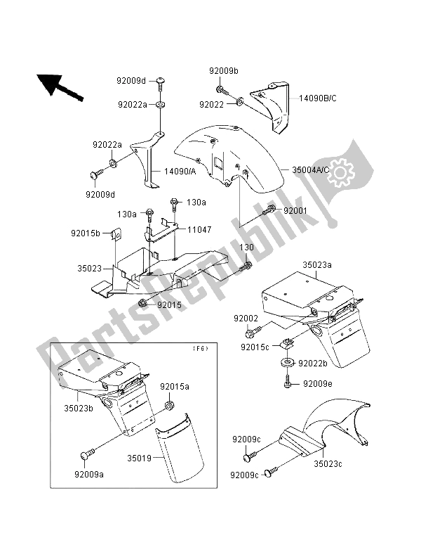 All parts for the Fenders of the Kawasaki ZXR 400 1997