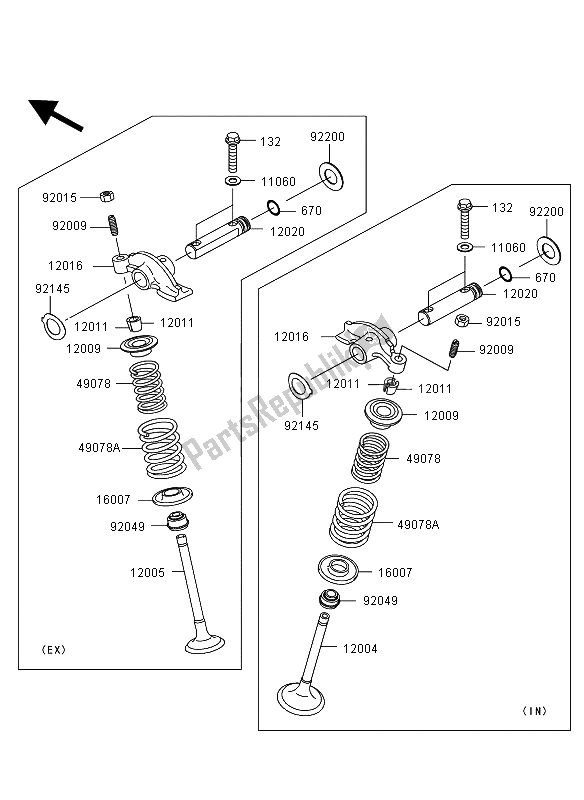 All parts for the Valve of the Kawasaki KVF 360 2009