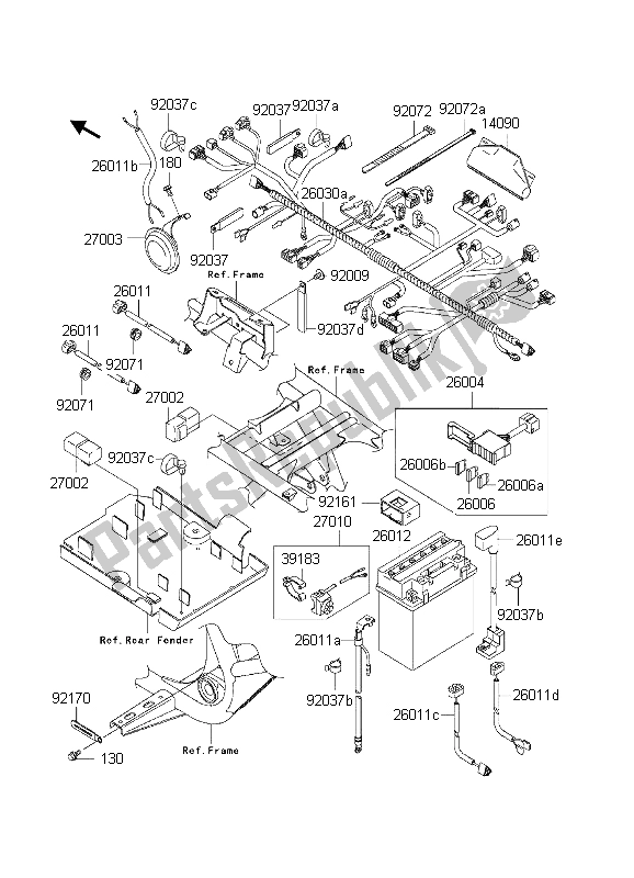 Tutte le parti per il Attrezzatura Elettrotecnica Del Telaio del Kawasaki KVF 650 4X4 2003