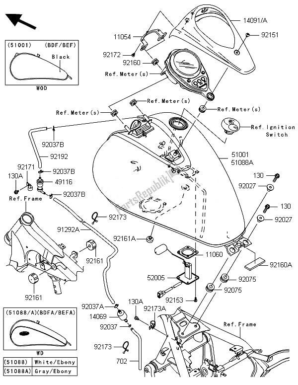 All parts for the Fuel Tank of the Kawasaki VN 900 Classic 2014