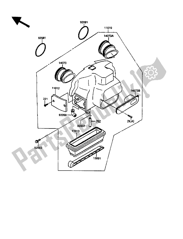 All parts for the Air Filter of the Kawasaki GPZ 900R 1990