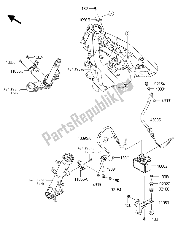 Alle onderdelen voor de Remleidingen van de Kawasaki Ninja 250 SL ABS 2015