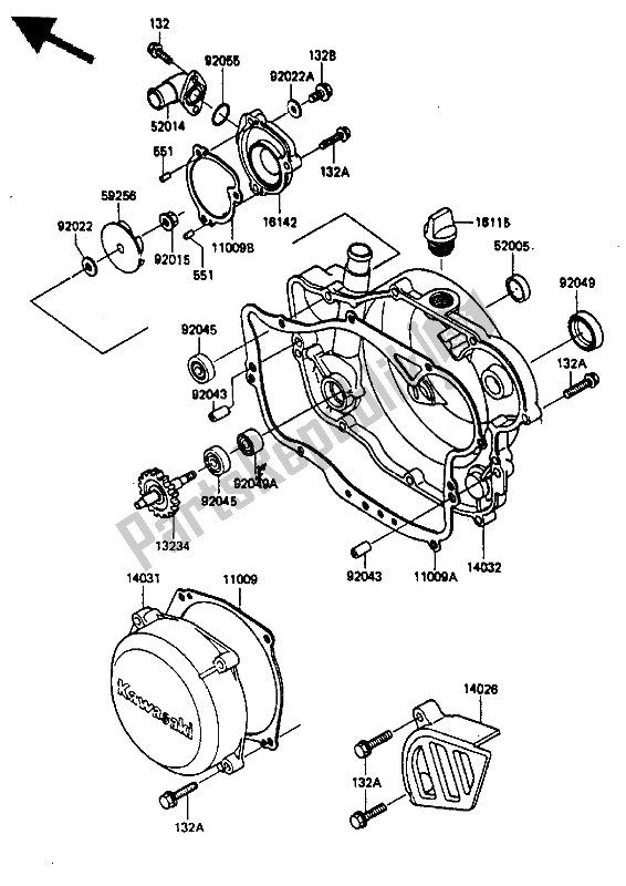 Todas las partes para Cubierta Del Motor de Kawasaki KX 250 1985