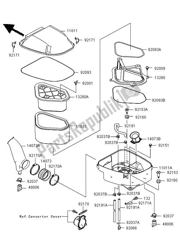 All parts for the Air Cleaner of the Kawasaki KVF 650 4X4 2010