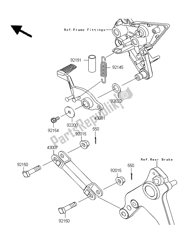 Alle onderdelen voor de Rempedaal van de Kawasaki Z 1000 SX 2012