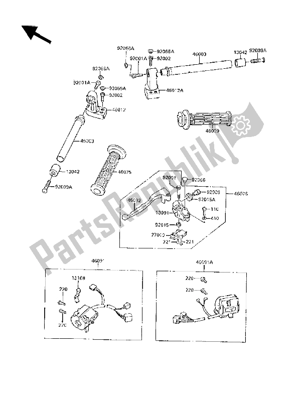 All parts for the Handlebar of the Kawasaki GPX 250R 1988