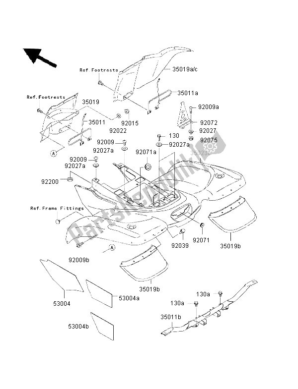 Todas las partes para Guardabarros Trasero de Kawasaki KVF 400 2002