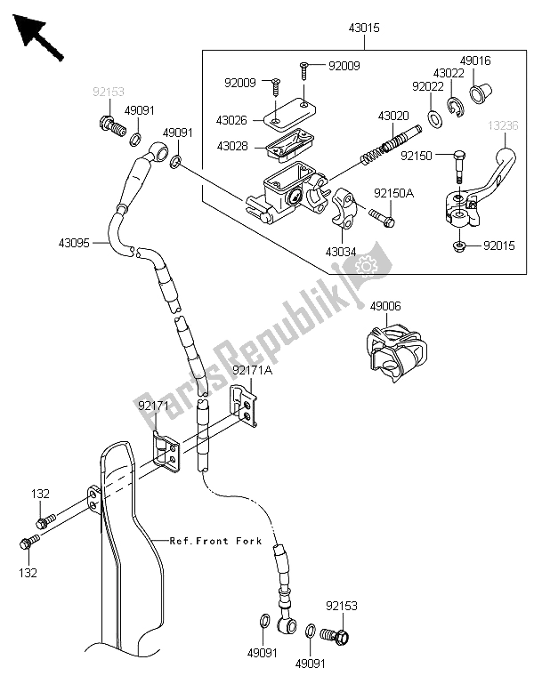 Wszystkie części do Przedni Cylinder G?ówny Kawasaki KLX 450 2013