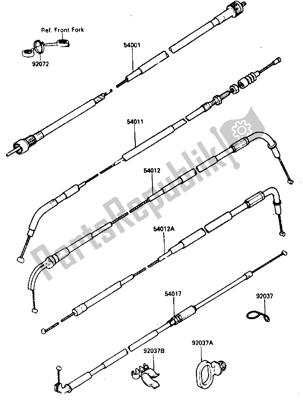 Tutte le parti per il Cavo del Kawasaki GPZ 600 1985