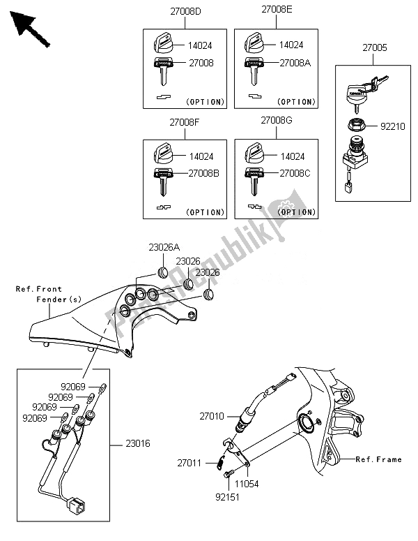 Todas as partes de Chave De Ignição do Kawasaki KFX 450R 2014