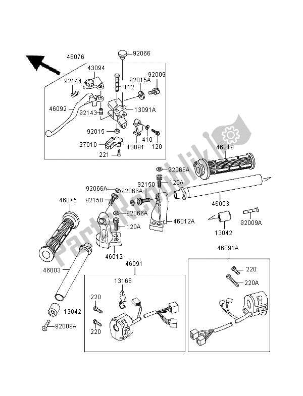 Tutte le parti per il Manubrio del Kawasaki GPZ 500S 1998