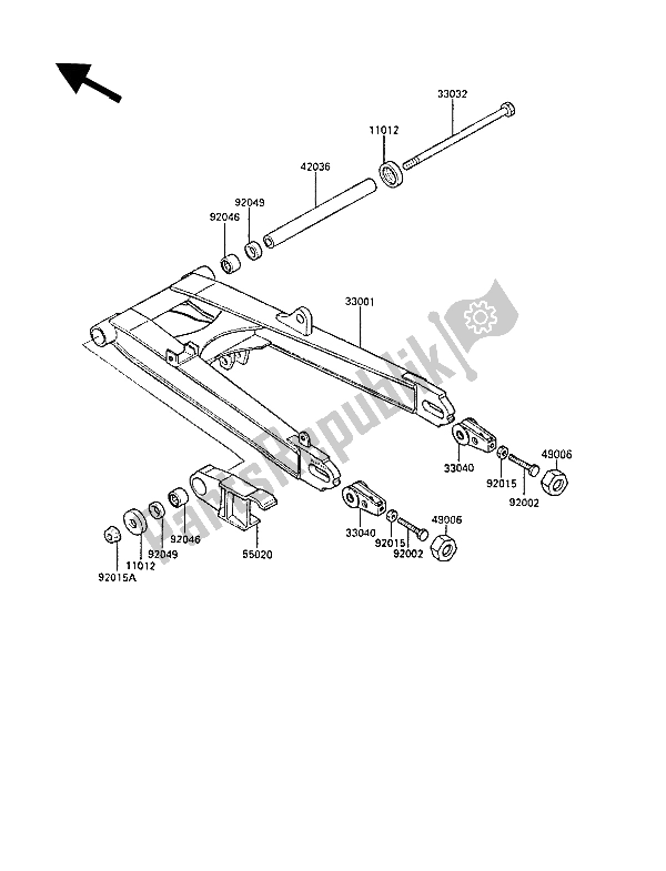 Todas las partes para Basculante de Kawasaki GPZ 600R 1987