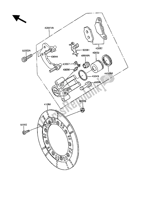 Tutte le parti per il Pinza Anteriore del Kawasaki KLR 250 1991