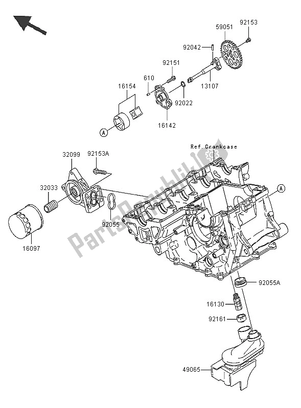 Todas as partes de Bomba De óleo do Kawasaki Ninja ZX 10R 1000 2005