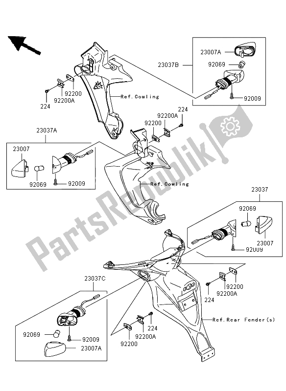 All parts for the Turn Signals of the Kawasaki Versys ABS 650 2008