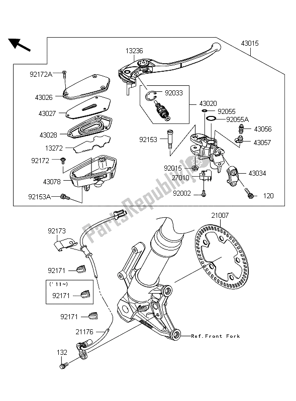 Todas las partes para Cilindro Maestro Delantero de Kawasaki Z 1000 ABS 2012