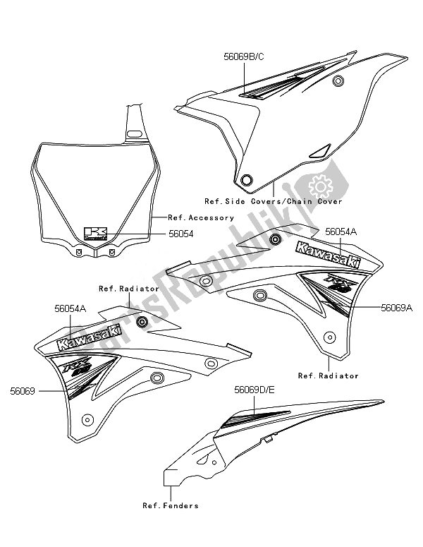 All parts for the Decals of the Kawasaki KX 85 SW 2014