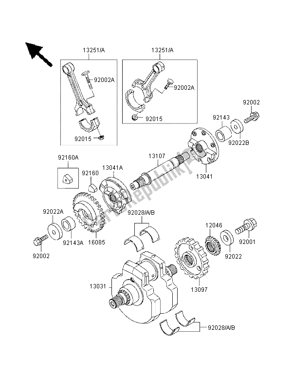 All parts for the Crankshaft of the Kawasaki VN 1500 Classic 1998