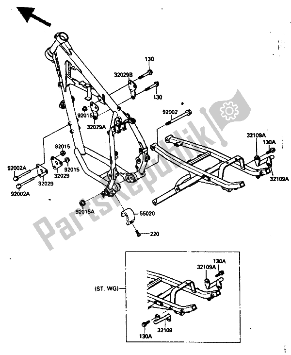 Alle onderdelen voor de Frame Passend van de Kawasaki KLR 250 1986