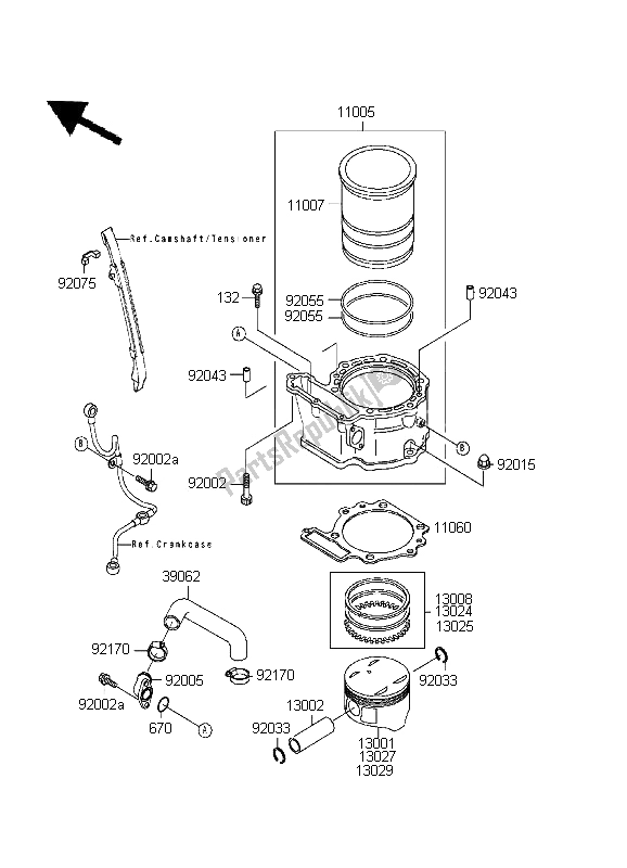 All parts for the Cylinder & Piston(s) of the Kawasaki KLR 650 1995