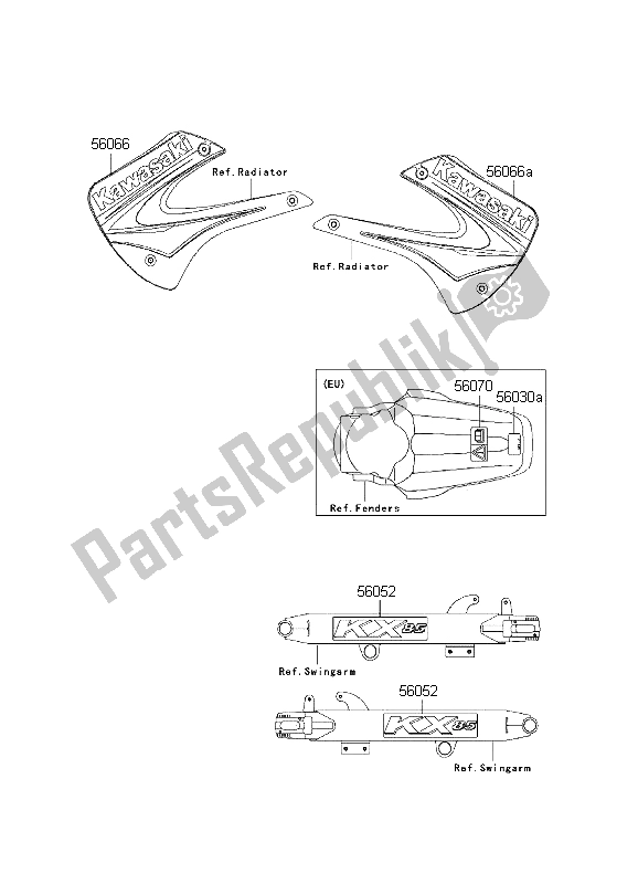 Alle onderdelen voor de Etiketten van de Kawasaki KX 85 SW 2003