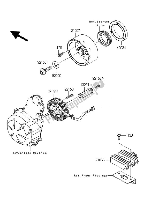 All parts for the Generator of the Kawasaki ER 6F 650 2011