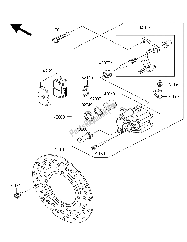 All parts for the Fron Brake of the Kawasaki KX 65 2006