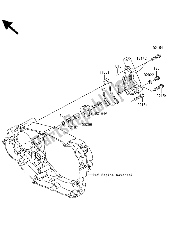 Tutte le parti per il Pompa Dell'acqua del Kawasaki KLX 450R 2012