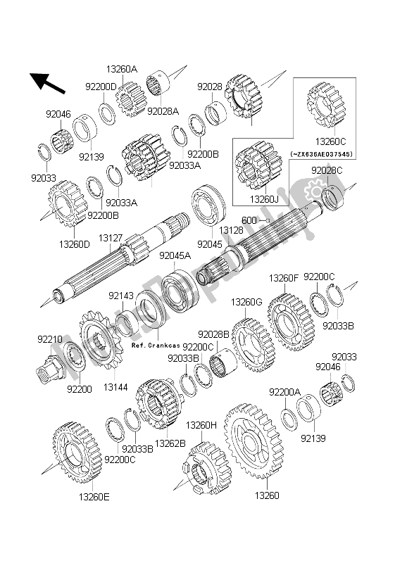 Todas as partes de Transmissão do Kawasaki Ninja ZX 6R 600 2004