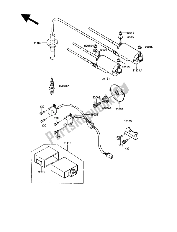 Tutte le parti per il Bobina Di Accensione del Kawasaki GPZ 900R 1990
