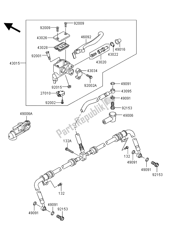 All parts for the Front Master Cylinder of the Kawasaki KVF 750 4X4 EPS 2013