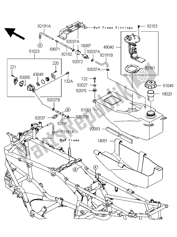 Tutte le parti per il Serbatoio Di Carburante del Kawasaki KFX 700 KSV 700B6F 2006