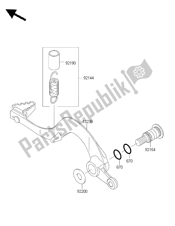 Tutte le parti per il Pedale Del Freno del Kawasaki KLX 450R 2015