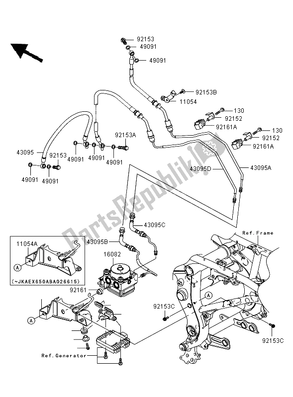 Alle onderdelen voor de Remleidingen van de Kawasaki ER 6F ABS 650 2006