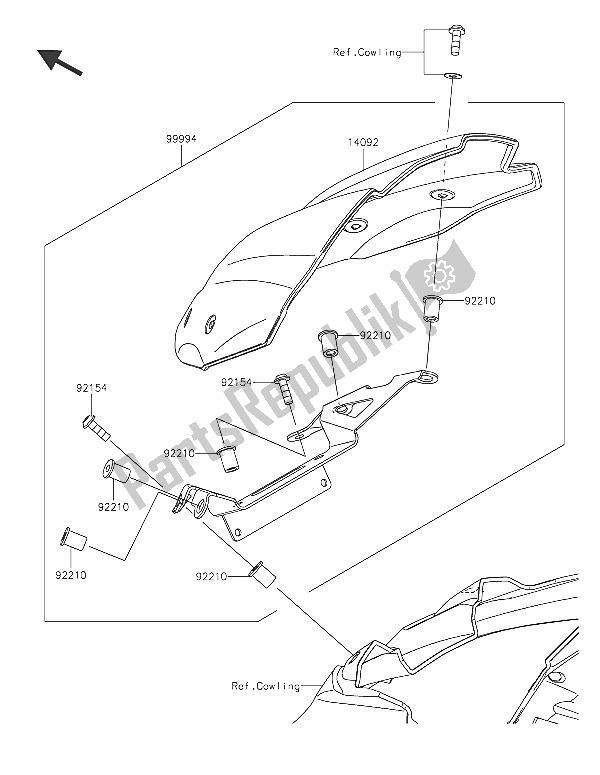 All parts for the Accessory (meter Cover) of the Kawasaki Z 800 ABS 2016