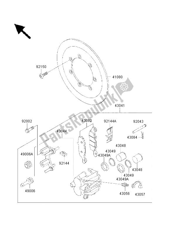 All parts for the Front Brake of the Kawasaki VN 1500 Drifter 2002