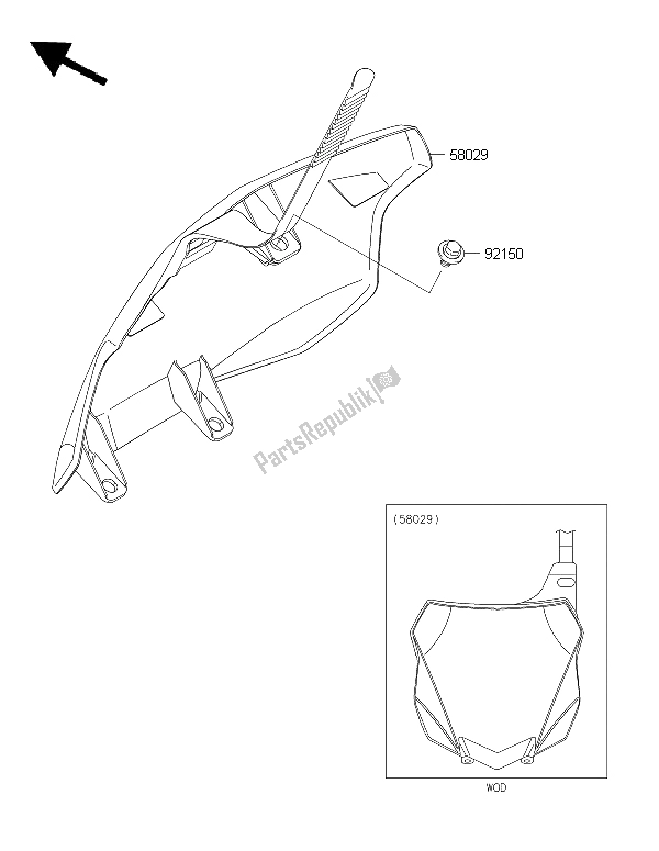 Alle onderdelen voor de Accessoire van de Kawasaki KX 250F 2015