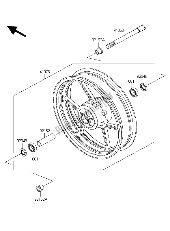 Tutte le parti per il Mozzo Anteriore del Kawasaki Z 750 2004