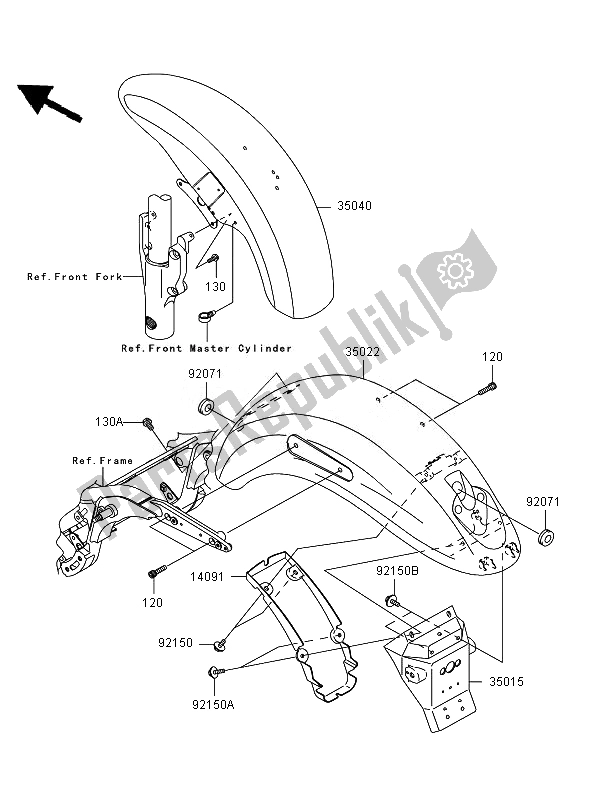 All parts for the Fenders of the Kawasaki VN 1600 Mean Streak 2007