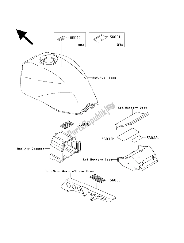 All parts for the Labels of the Kawasaki ZRX 1100 2000