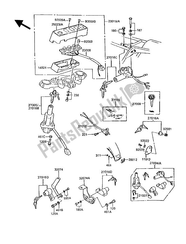 All parts for the Ignition Switch of the Kawasaki Z 1300 1988