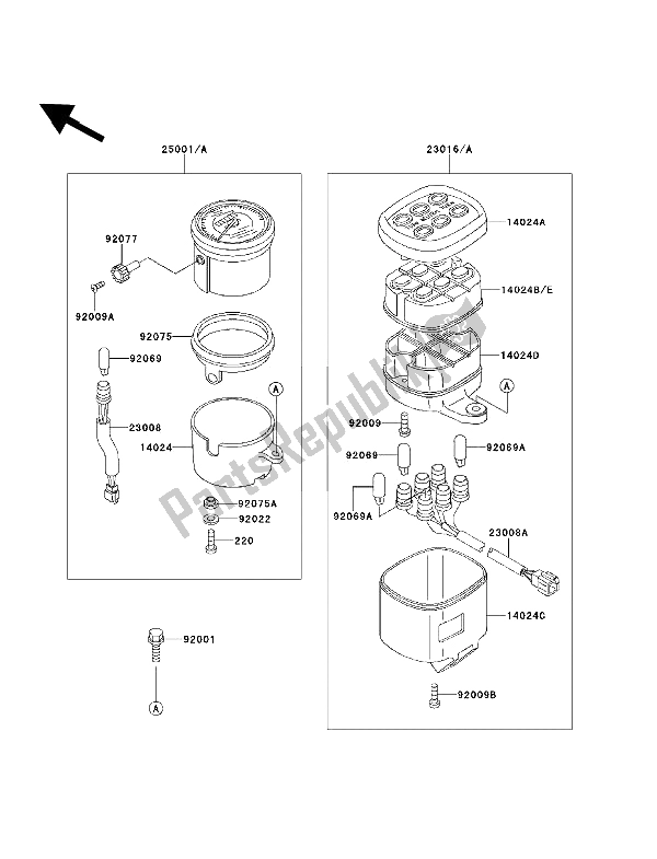 Alle onderdelen voor de Meter van de Kawasaki EN 500 1993