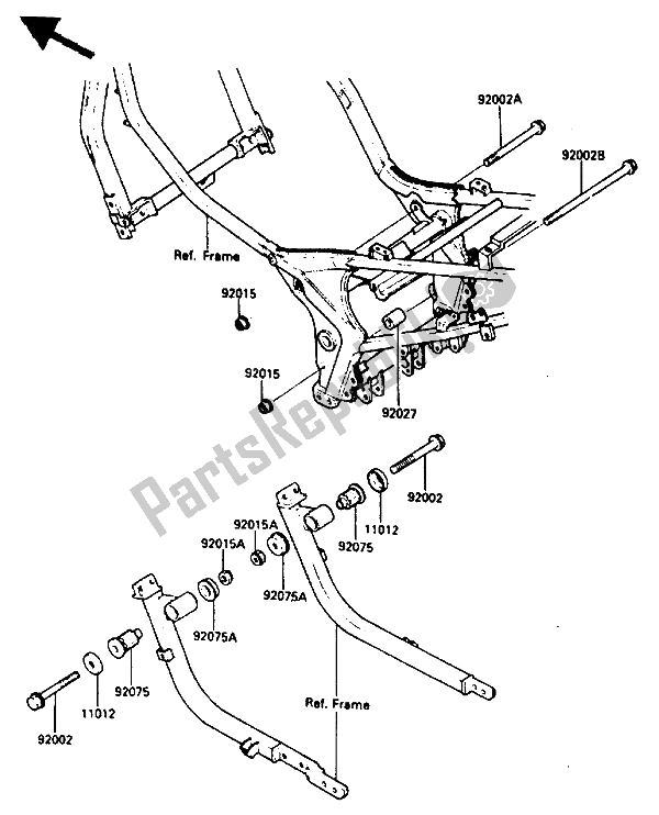 Tutte le parti per il Montaggio Del Telaio del Kawasaki GPZ 600 1985