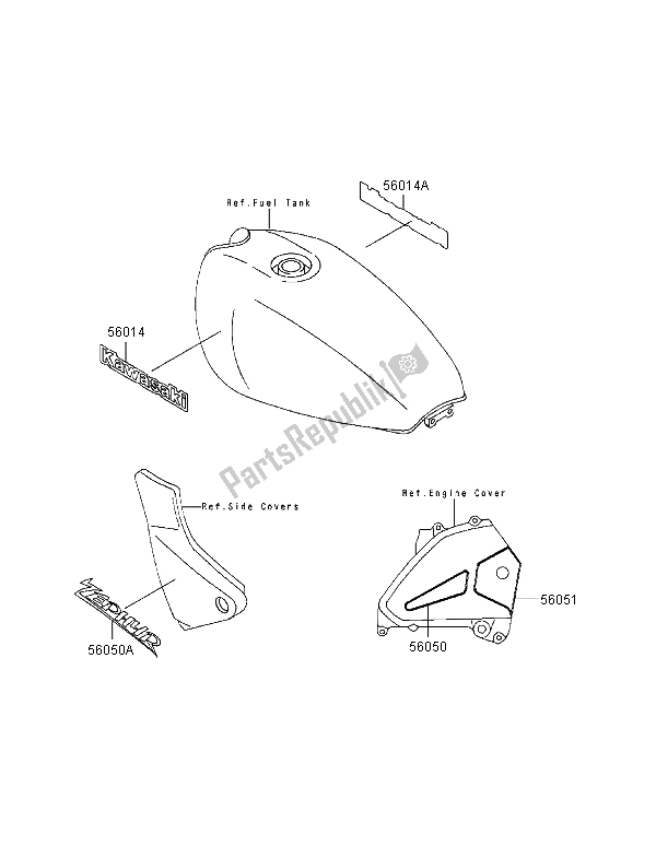 All parts for the Decals of the Kawasaki Zephyr 550 1996