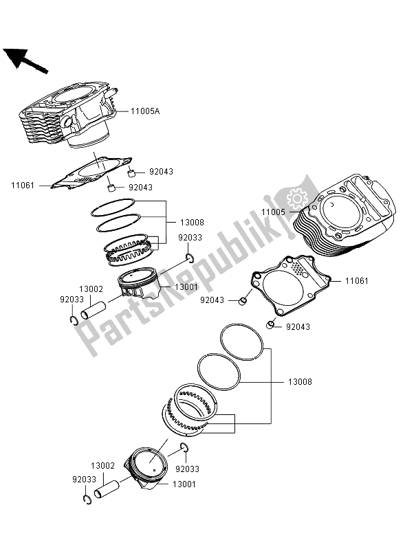 All parts for the Cylinder & Piston of the Kawasaki VN 900 Classic 2009