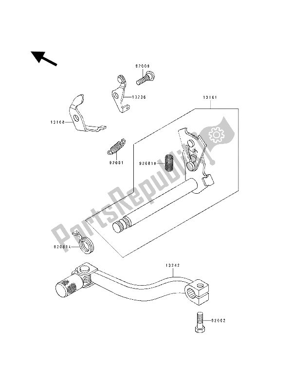 Alle onderdelen voor de Schakelmechanisme van de Kawasaki KX 60 1992