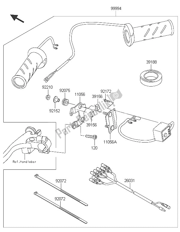 Todas las partes para Accesorio (calentador De Agarre) de Kawasaki Z 1000 SX 2016