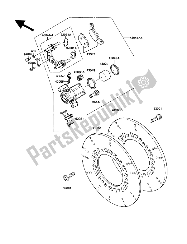 Tutte le parti per il Freno Anteriore del Kawasaki GPZ 900R 1989