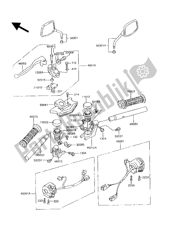 Tutte le parti per il Manubrio del Kawasaki GT 750 1994